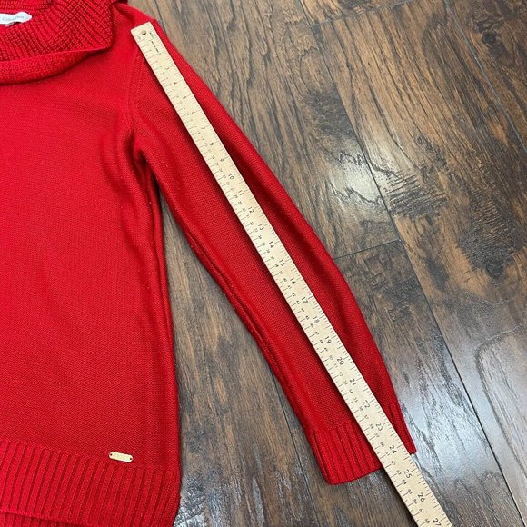 Calvin Klein Sweater Large Red Cowl Neck Pullover Women's Long Sleeve - Picture 10 of 12